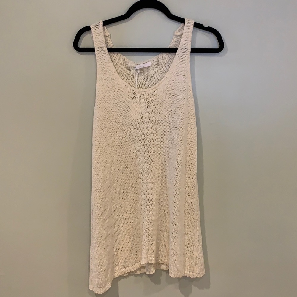 NWT Dalia White Cream Knit Crochet Tank Top